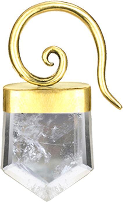 Star Piercing Ohrgewicht Spirale vergoldet dolchförmiger Kristall (Messing, Mineralisch)