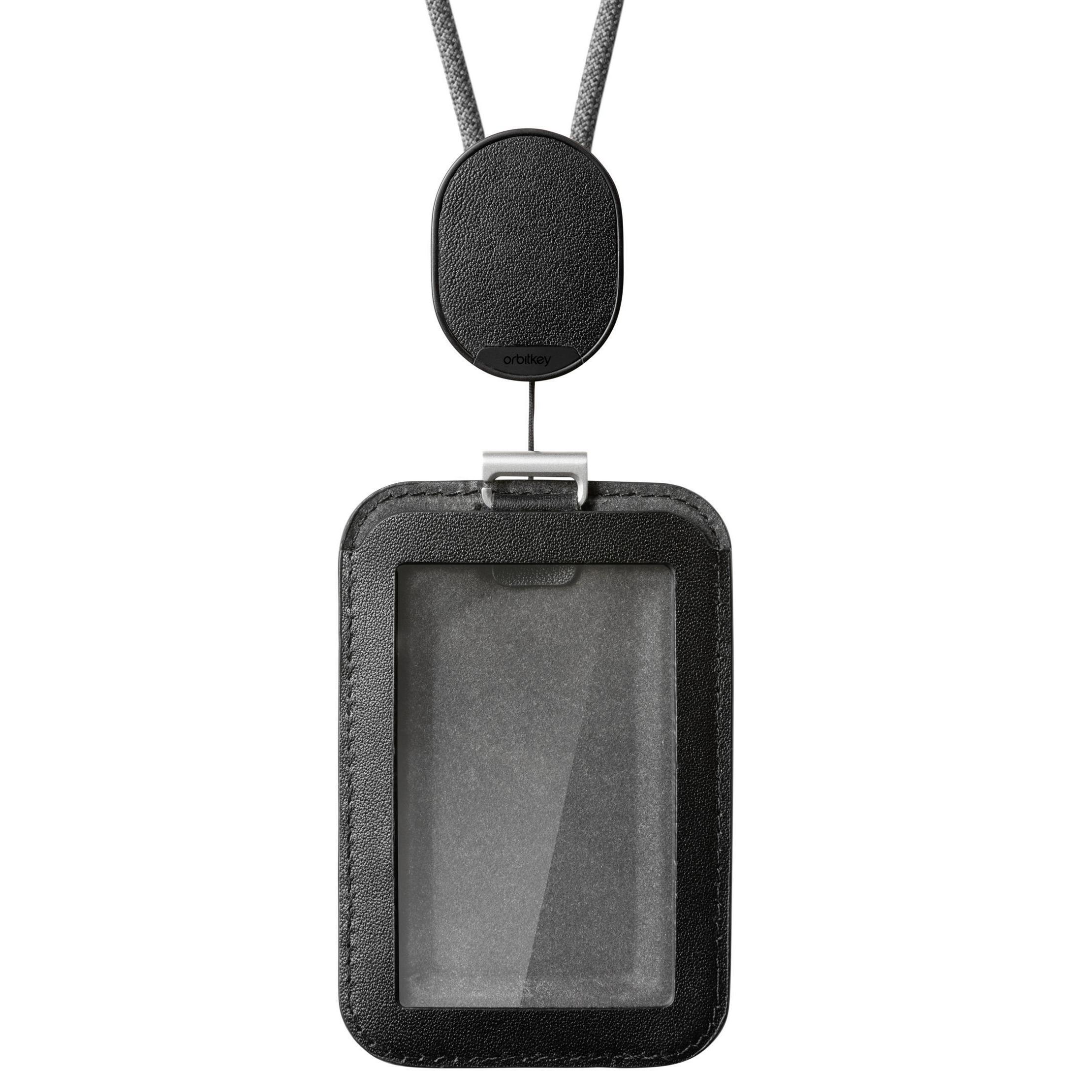 Orbitkey ID Card Holder Pro mit Umhängeband, schwarz, Tracker, Schwarz