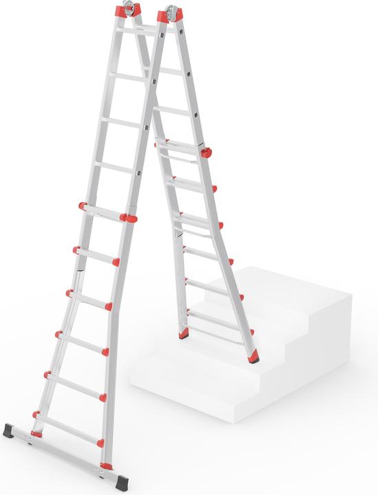Hailo M80, Aluminium-Multifunktionsleiter, 4x6 Sprossen (Teleskopleiter, 566 cm)