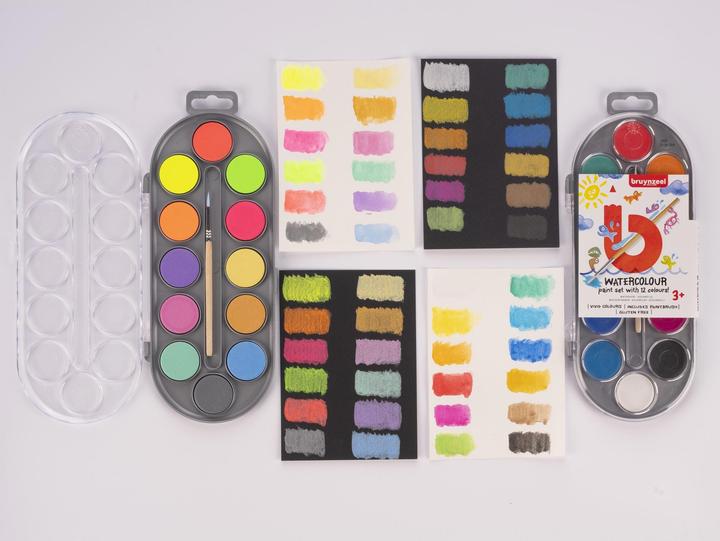 Actual product image Bruynzeel Watercolor Metallic/Neon Set of 12, Multicolor (Orange, Lilac, Multicoloured, Violet, Red)