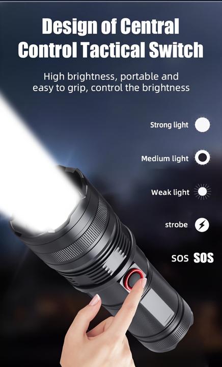Actual product image PhoneLook LED Taschenlampe wiederaufladbar USB-C 2000 Lumen starker Strahl 800m verstellbarer Fokus (2000 lm)