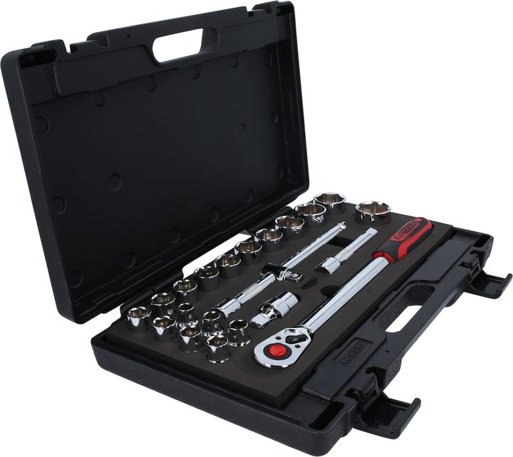 Produktbild KS Tools 1/2" CHROMEplus Steckschlüssel-Satz, 22 Teile, Flank Traction (34 mm, 18 mm, 11 mm, 12 mm, 20 mm, 19 mm, 27 mm, 15 mm, 25 mm, 13 mm, 21 mm, 33 mm, 14 mm, 29 mm, 10  mm, 30 mm, 23 mm, 26 mm, 22 mm, 17 mm, 28 mm, 16 mm, 32 mm, 24 mm, 31 mm)