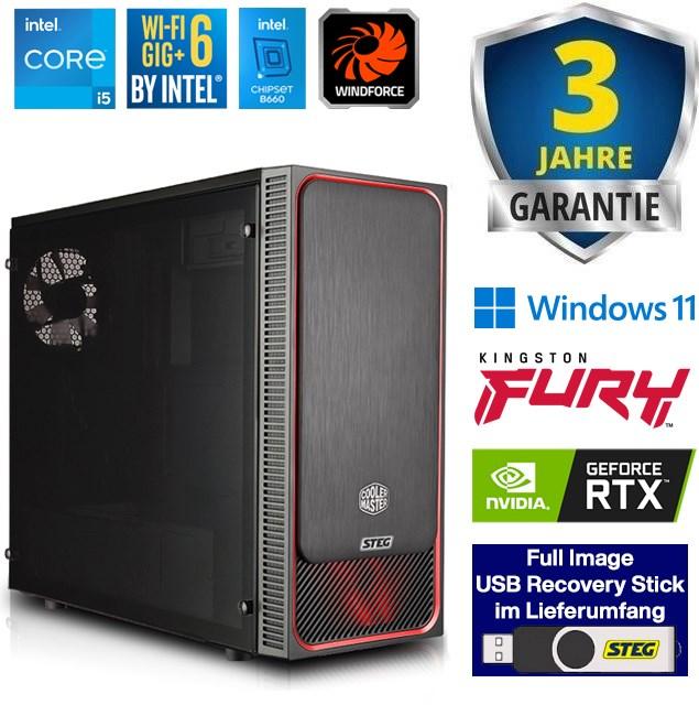 Produktbild STEG PC Easy Gaming 10 V (CH, i5, 16GB, 512GB SSD, 2TB HDD, RTX 3050, W11H) (512 GB, 16 GB, Intel Core i5-12400, GeForce RTX 3050)