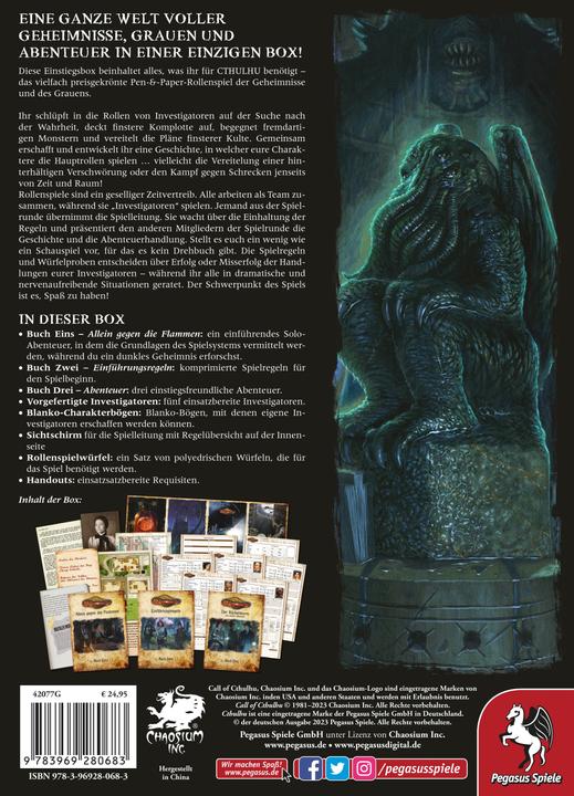 Actual product image Pegasus Cthulhu Einstiegsbox, role-playing game, for 3-6 players, from 14 years (DE Edition) (German)