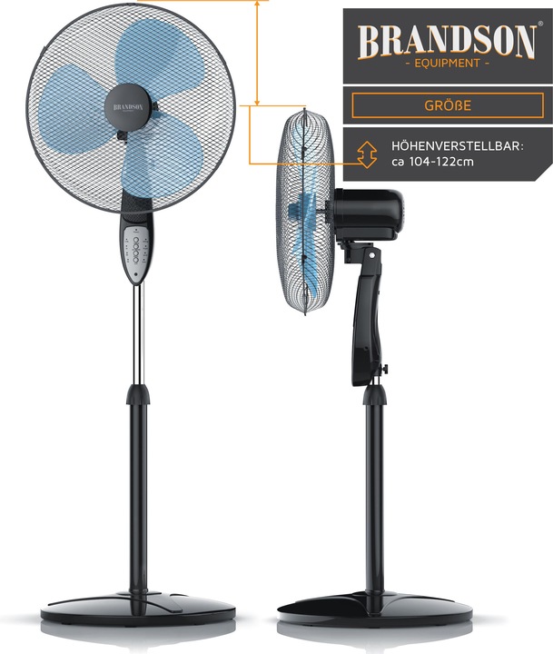 Image du produit Brandson Ventilateur sur pied, 42 cm Ø, ventilateur sur pied, télécommande, inclinable 30°, 50W, oscillation (57 dB)