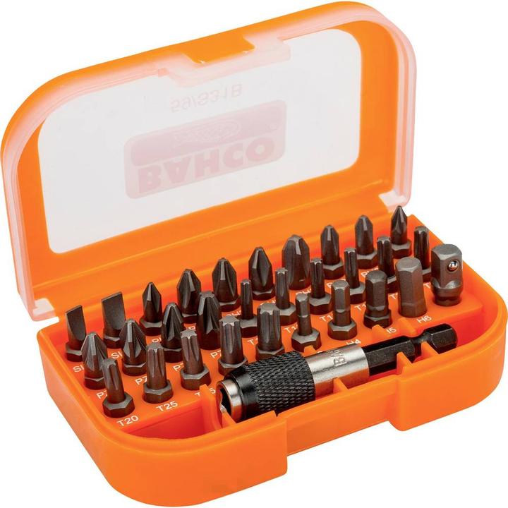 Produktbild Bahco 1/4"-Bitsatz für Schlitz, Phillips-, Pozidriv-, Sechskant- und TORX-Schrauben 40,25 mm × 104,90 m (1/4")