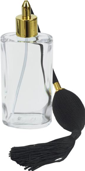 Actual product image Clear glass bottle, oval, with ball pump, for 100 ml (100 ml)