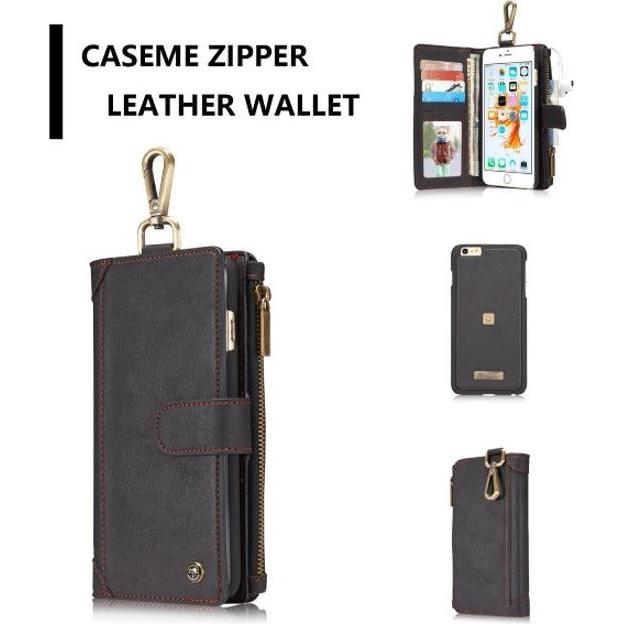 Thumbnail - Caseme Schlankes Leder Etui mit Portemonnaie (Apple iPhone 7 Plus, Apple iPhone 8 Plus), Smartphone Hülle, Schwarz