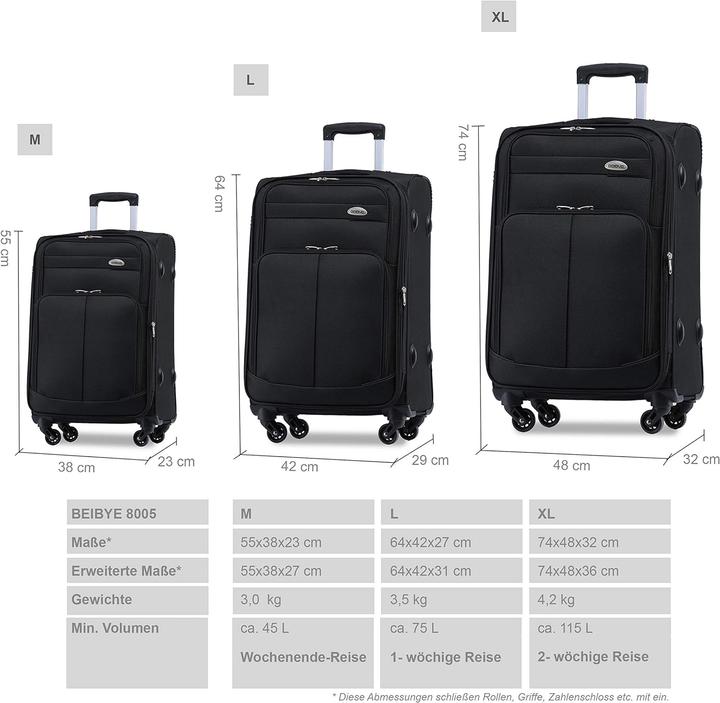 Immagine prodotto Beibye Astuccio da viaggio, nero, set (115 l)