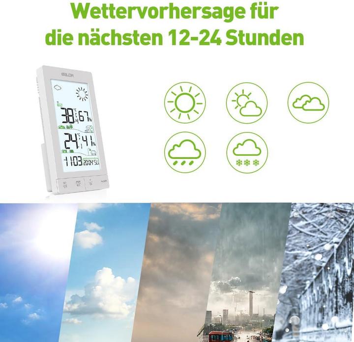 Actual product image Baldr Wetterstation E0559 mit Funkuhr und Aussensensor