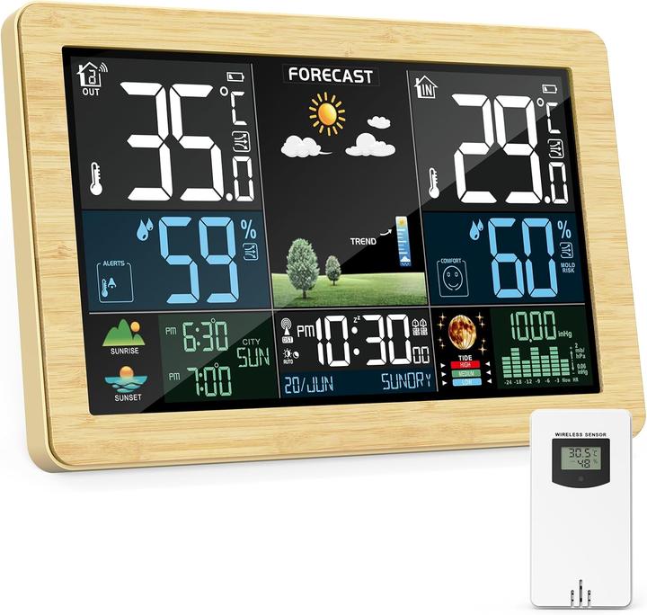 Haoyao Funk-Wetterstation mit Aussensensor und Farbdisplay