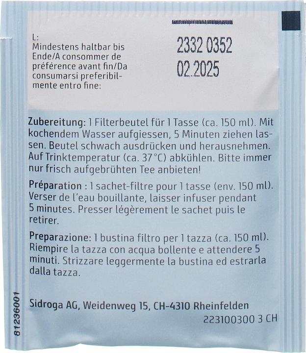 Valori nutrizionali e ingredienti Sidroga Tè della buonanotte per i bambini (20 g)