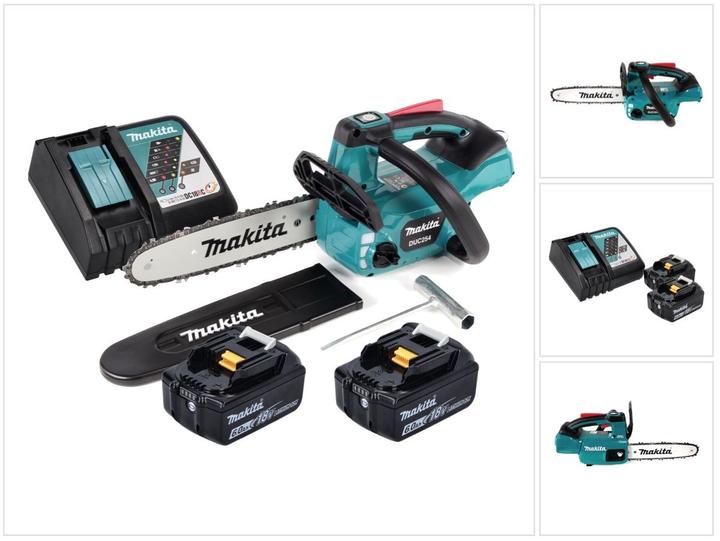 Produktbild Makita DUC 254 RG Akku Kettensäge 18 V 25 cm Brushless + 2x Akku 6,0 Ah + Ladegerät (Akku Kettensäge)