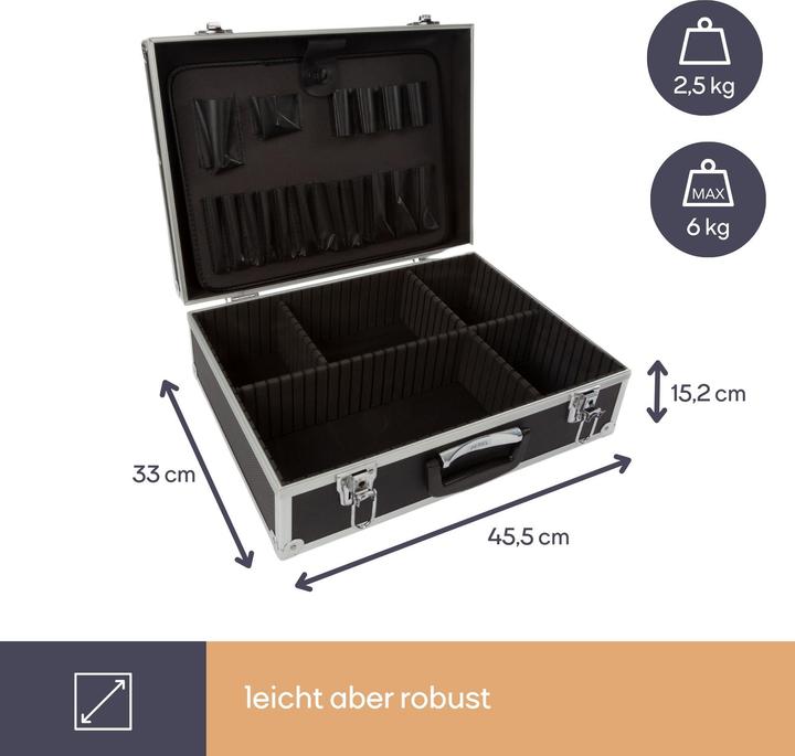 Produktbild Velleman WERKZEUGKOFFER MIT ALUMINIUMRAHMEN - 455 x 330 x 152 mm - SCHWARZ (1 Teil)