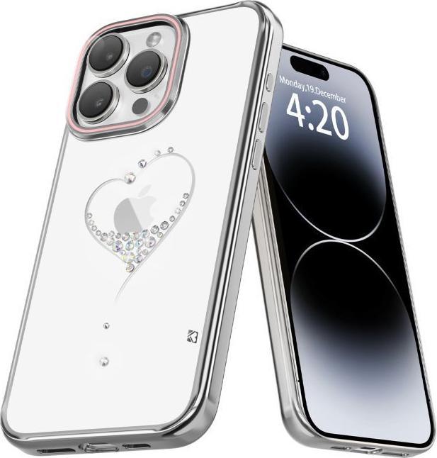 Immagine prodotto Kingxbar Custodia in silicone Wish Series con cristalli per iPhone 15 Pro - argento (Apple iPhone 15 Pro)