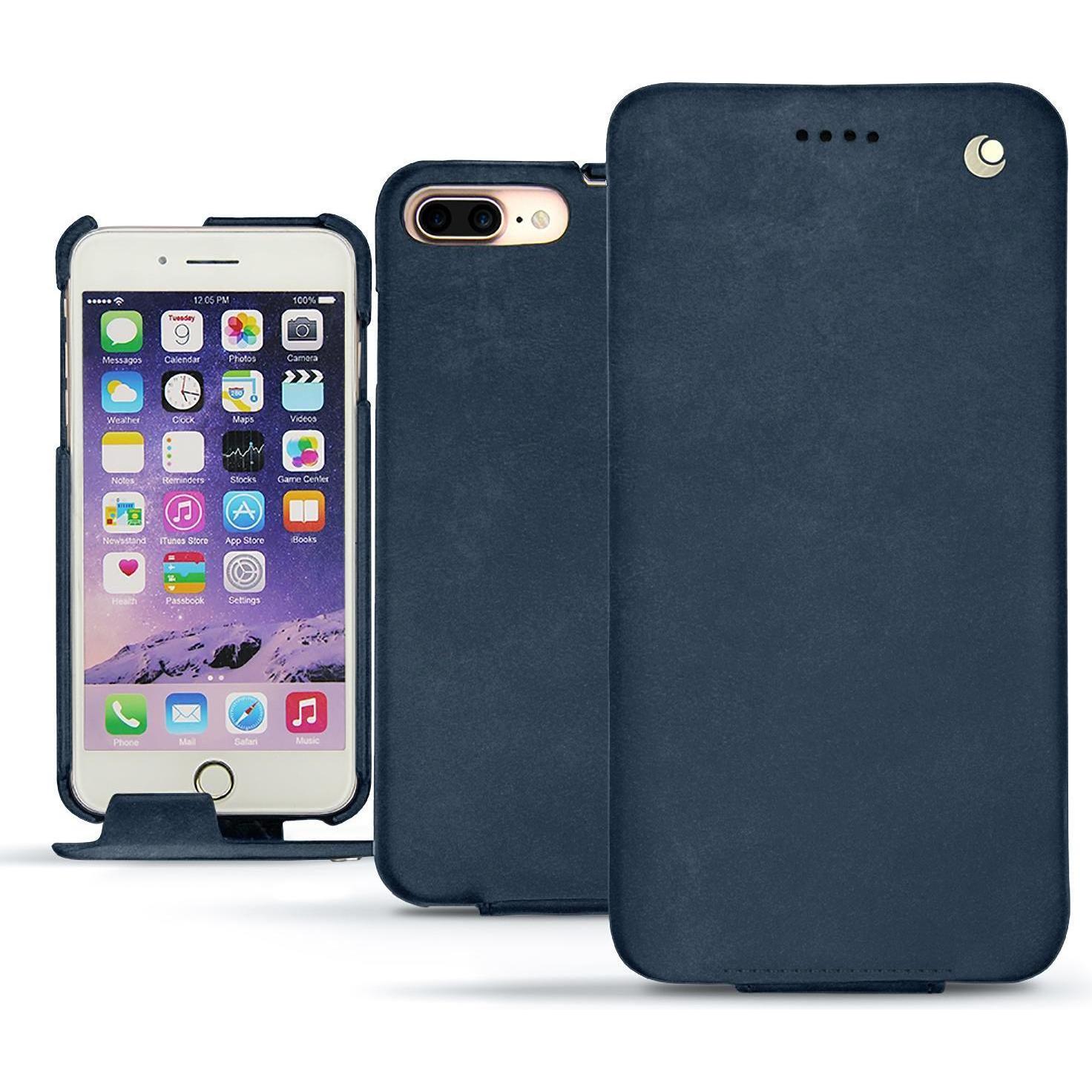Noreve Lederschutzhülle vertikal (Apple iPhone 7 Plus), Smartphone Hülle, Blau