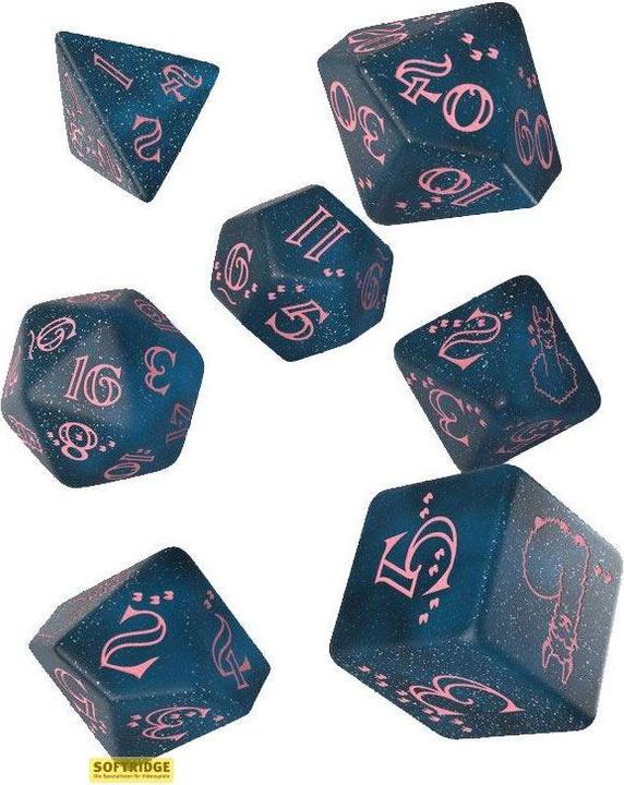 Q Workshop SLLA3E - Sparkling Llama Dice Set, Glittering dark blue & pink