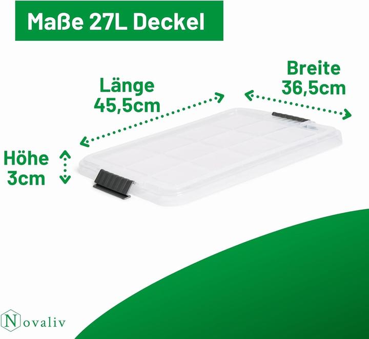 Image du produit Novaliv 10x couvercles de rechange 27 litres avec fermeture à clip 46,5x36,5 cm transparent (36.50 cm, 27 l, 1x)