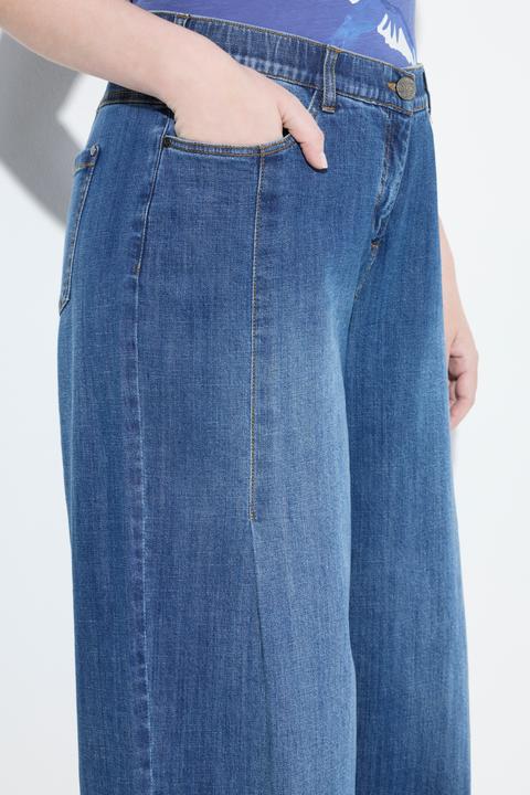 Produktbild Ulla Popken Jeans Mary, weites Bein, Fransensaum, Stretchdenim (52)