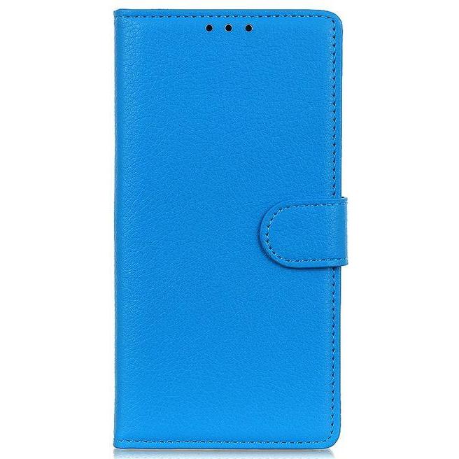 MU Classic Litchi Leder Bookcover Series (OnePlus 10 Pro), Smartphone Hülle, Blau