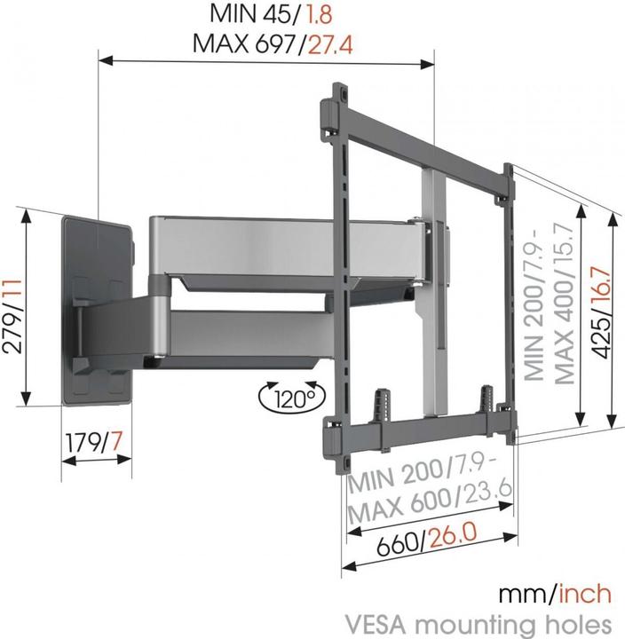 Actual product image Vogels TVM 5855 (Wall, 100", 75 kg)