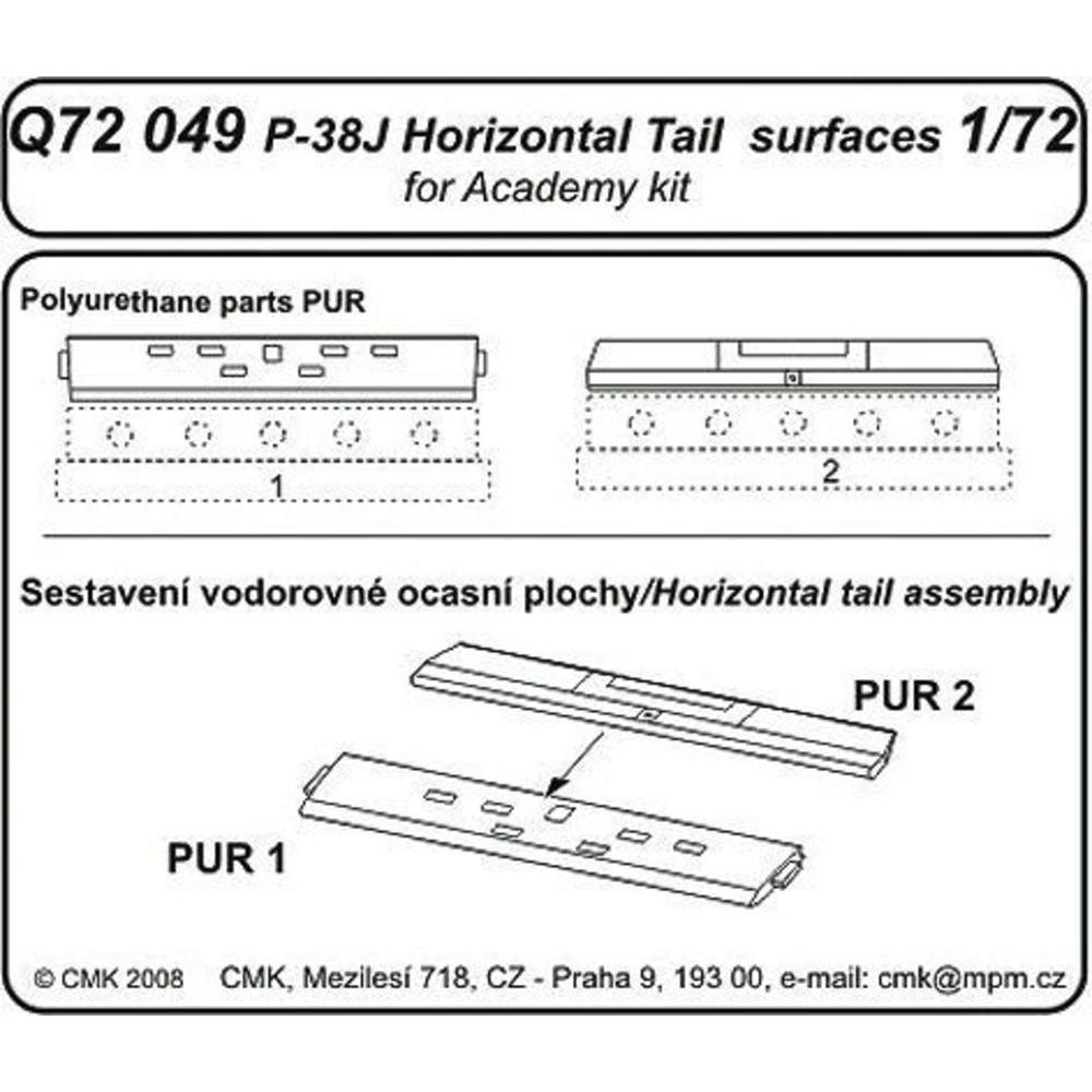 CMK P-38J Lightning Tail horizontal surfaces für Academy Bausatz
