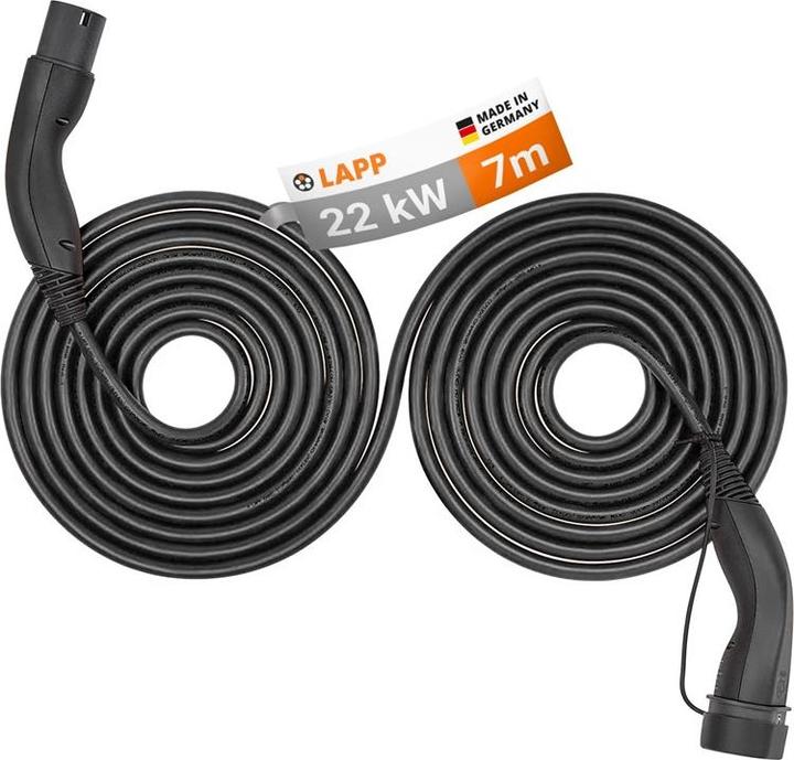 Lapp Mobility Selbstaufrollendes Ladekabel Typ 2, bis zu 22 kW, 7 m, schwarz (Type 2, 22 kW, 32 A, 7 m)