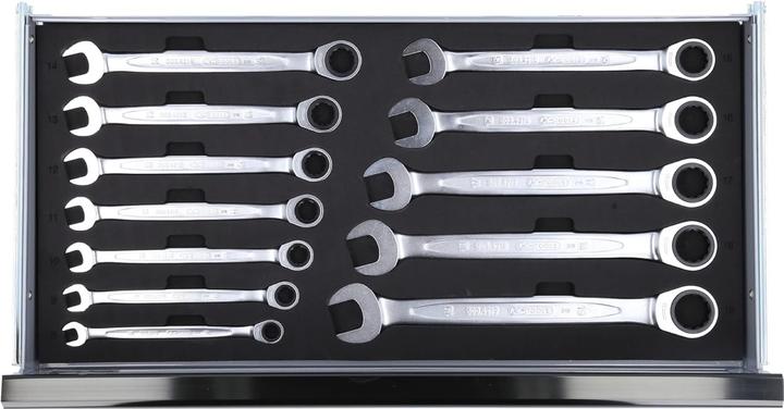 Actual product image KS Tools 1/4" + 1/2" CHROMEplus universal tool set, GEAR, 99 parts, Flank Traction (32 mm, 19 mm, 6 mm, 12 mm, 24 mm, 14 mm, 22 mm, 16 mm, 23 mm, 10 mm, 21 mm, 18 mm, 27 mm, 7 mm, 31 mm, 17 mm, 11 mm, 5 mm, 15 mm, 26 mm, 30 mm, 8 mm, 28 mm, 9 mm, 29 mm, 13 mm, 20 mm, 25 mm, 4 mm)