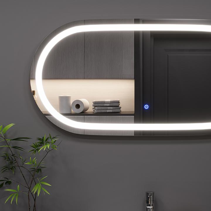 Produktbild Vicco Badezimmerspiegel Miral, Glas, 50 x 100 cm mit Frontlight Beleuchtung