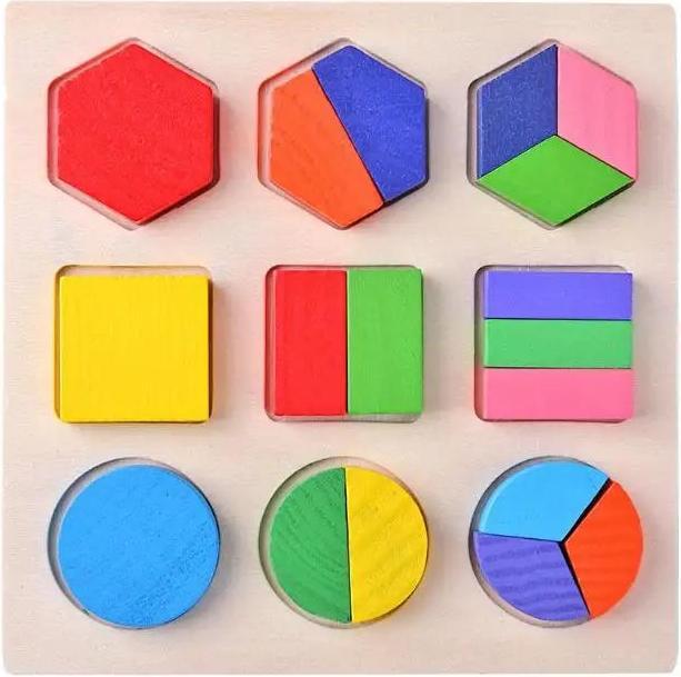 Actual product image Activity Board Wooden Geometric Shapes Puzzle Sorting Maths Building Blocks Preschool Learning Learning Game Baby