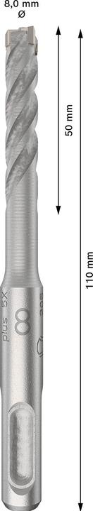 Actual product image Bosch Professional Zubehör PRO SDS plus-5X hammer drill bit, 8 x 50 x 110 mm (8 millimetres)