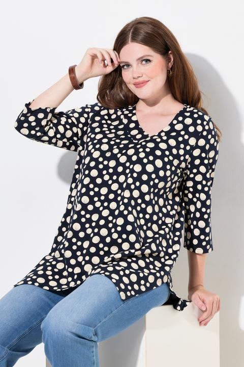 Actual product image Ulla Popken Eco Cotton Asymmetric Polka Dot Tunic Tee (56)
