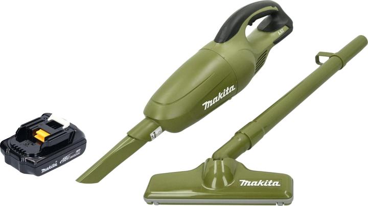 Makita DCL 180 YO Akku Staubsauger 18 V 0,65 l Olive Outdoor Adventure Serie + 1x Akku 1,5 Ah -