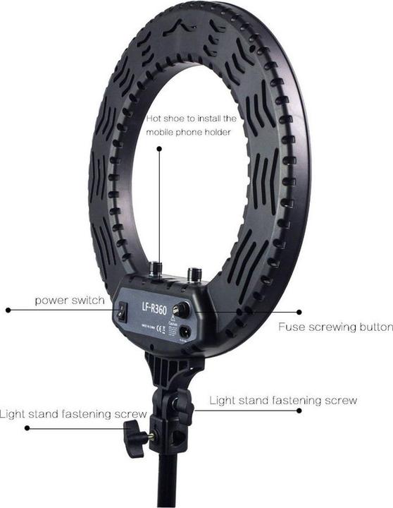 Image du produit Caruba Vlogger 12 pouces ronde LED, ensemble avec sac noir (Éclairage annulaire)