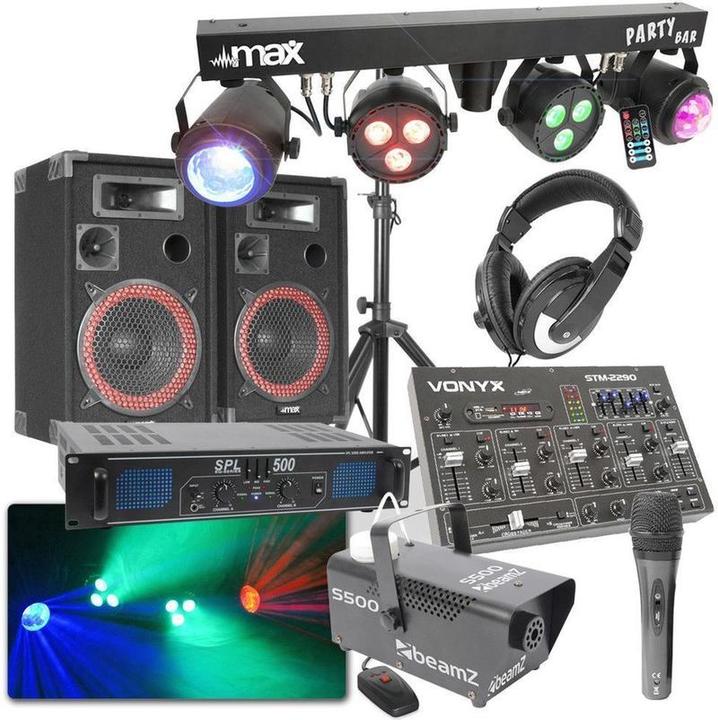 Produktbild Complete Vervollständigen Sie 500W Bluetooth DJ Disco -Set mit Klang, Licht und Rauch