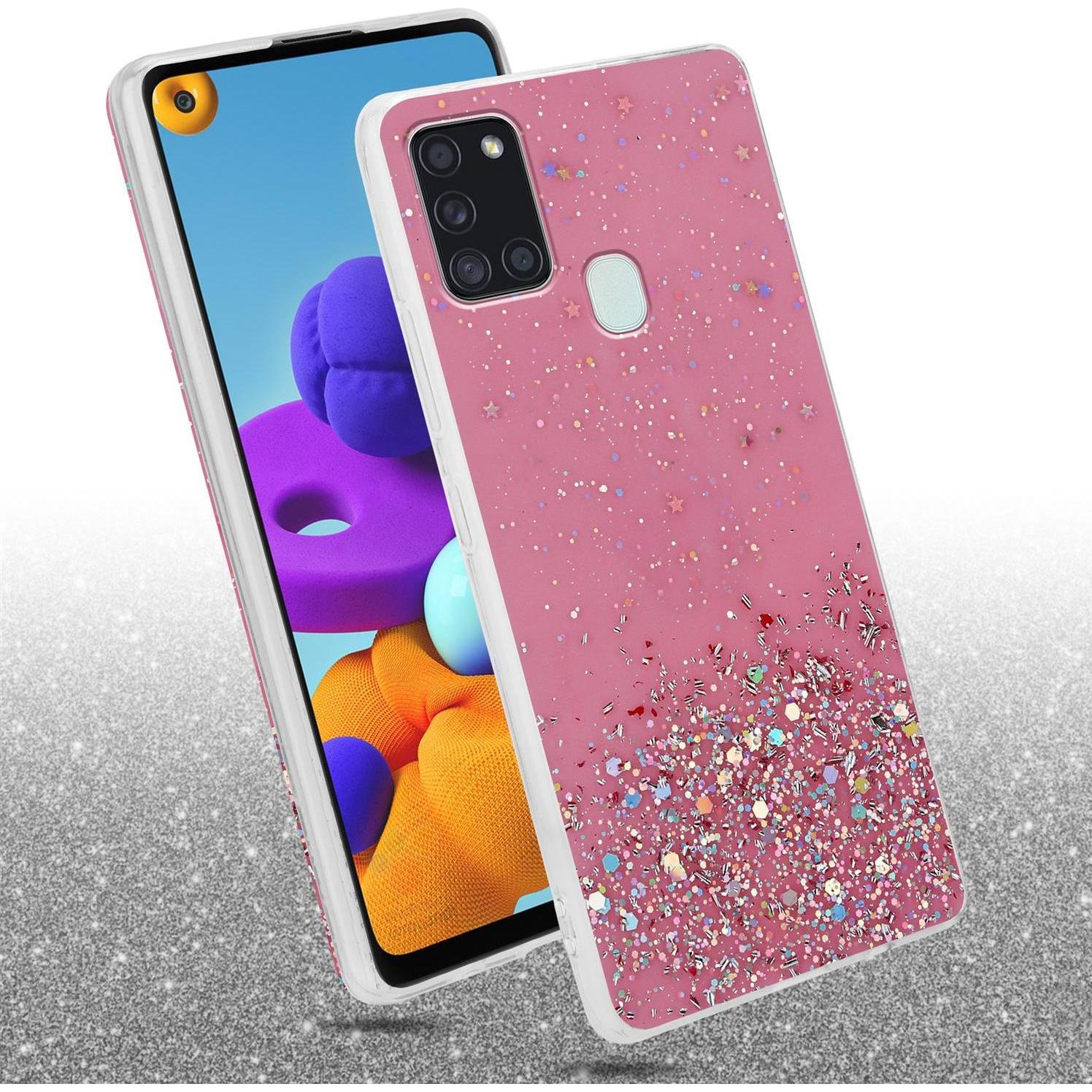 Thumbnail - Cadorabo TPU Cover funkelnder Glitter (Samsung Galaxy A21s), Smartphone Hülle, Rosa