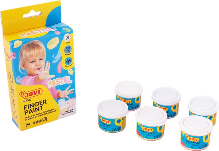 Actual product image Jovi Pastel finger paints, 6 tins of 35 ml in cardboard packaging (35 ml)