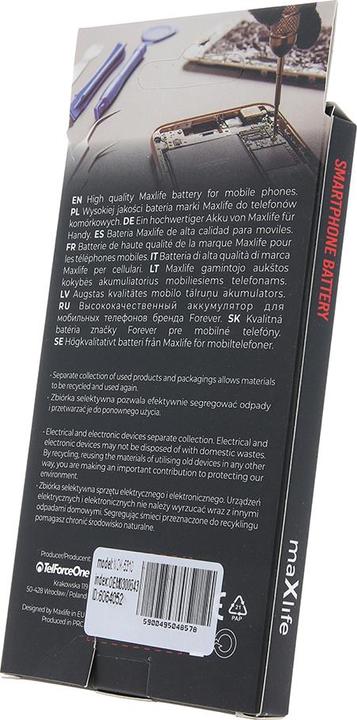 Actual product image Maxlife battery for Nokia 5310 / 6600 fold / 6700s/ 7210 / 2720 / X3 BL-4CT 800mAh