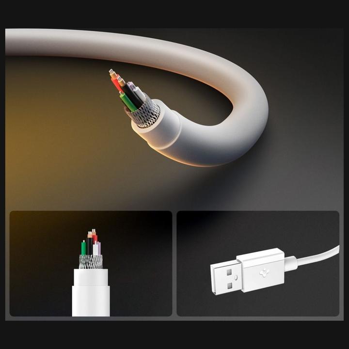 Actual product image Spigen - Data Cable Essential (EB6020AC) - Fast Charging, USB to Type-C, 60W, 480Mbps, 2m - White (2 m, USB 2.0, 60 W)