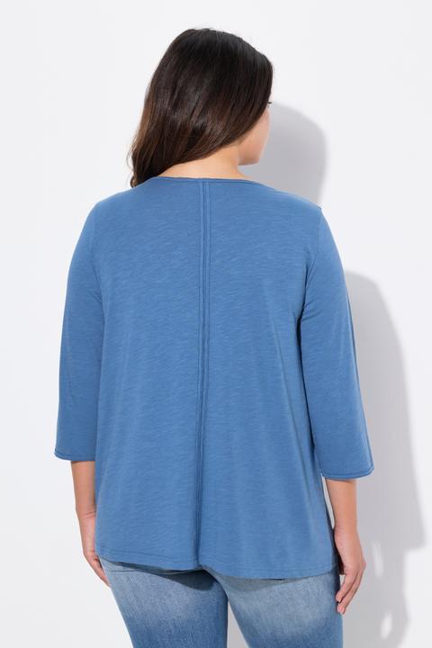 Produktbild Ulla Popken Shirt, Metallic-Schriftmotiv, A-Linie, Rundhals, 3/4-Arm (46, 48)