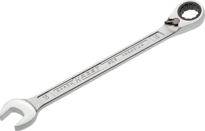 Produktbild HAZET Knarren Ring-Maulschlüssel 606-15 ∙ Aussen Doppel-Sechskant-Tractionsprofil ∙ 15 mm (15 mm)