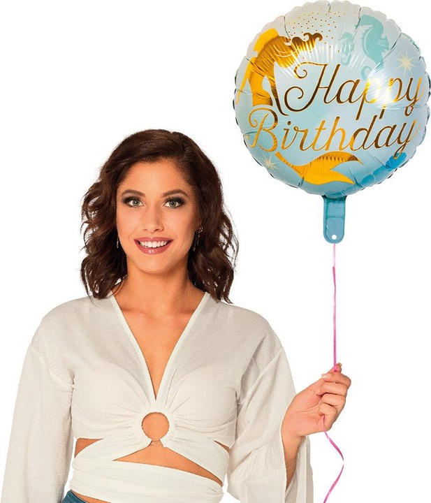 Produktbild Boland Folienballon Meerjungfrau Happy Birthday zweiseitig Ø 45cm