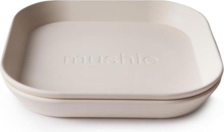 Mushie Set of 2 children's plates Square Ivory