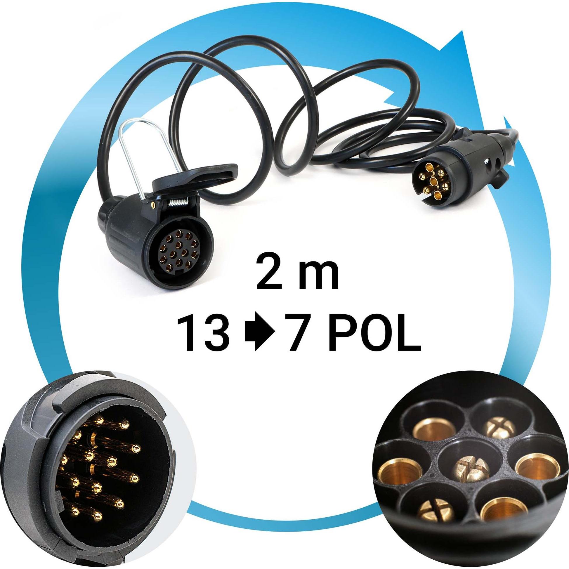 Thumbnail - Wiltec, Garagenausstattung, Verlängerungskabel 2m 7-polig 13-polig Anhängerkabel PVC Elektrokabel