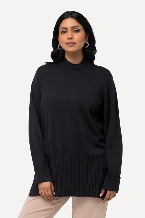 Produktbild Ulla Popken Pullover, gerippter Stehkragen, Langarm (50, 52)