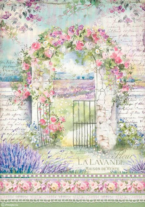 Produktbild Stamperia Motiv-Strohseide "Blumenbogen", DIN A4 (28 g/m², 1 x)