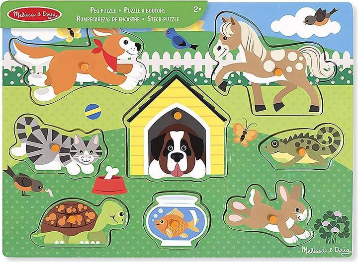 Produktbild Melissa & Doug Puzzle Bois Bouton Animaux Domestiques (Fr-De-En-Es) (8 Teile)