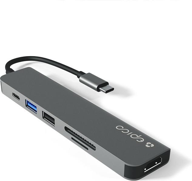 Produktbild Epico Resolve Aluminium Hub 6in1 8K grey (USB-C, 6 Ports)