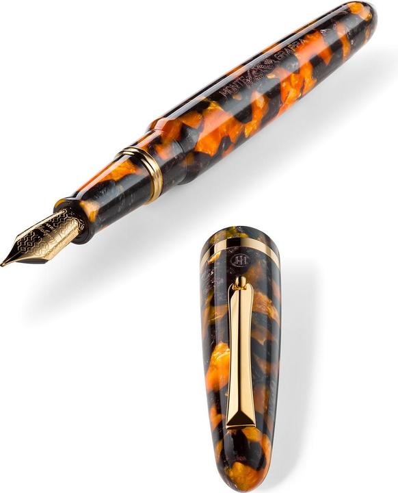 Immagine prodotto Montegrappa Penna stilografica Isven2ao Venetia, ambra Avana, F (Ambra grigia, Nero)