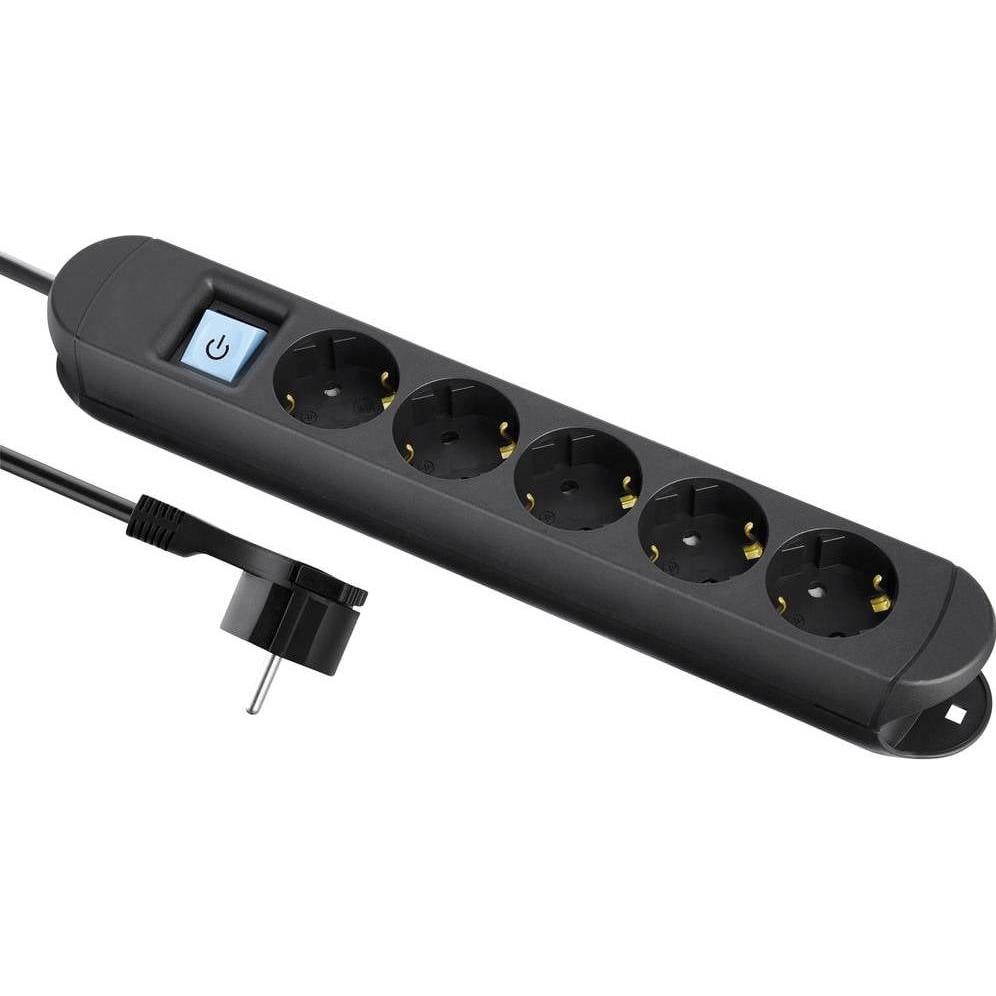 Maxtrack, Steckdosenleiste, NV 57-2 L Steckdosenleiste mit Schalter Schwarz Schutzkontakt 1 St. (5 x, CEE 7/3, 2 m)